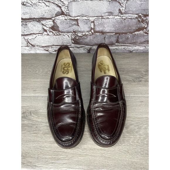 SAS Classics Burgundy Brown Handsewn Leather Penny Loafers Shoes Men 10N US/43EU - Picture 3 of 16